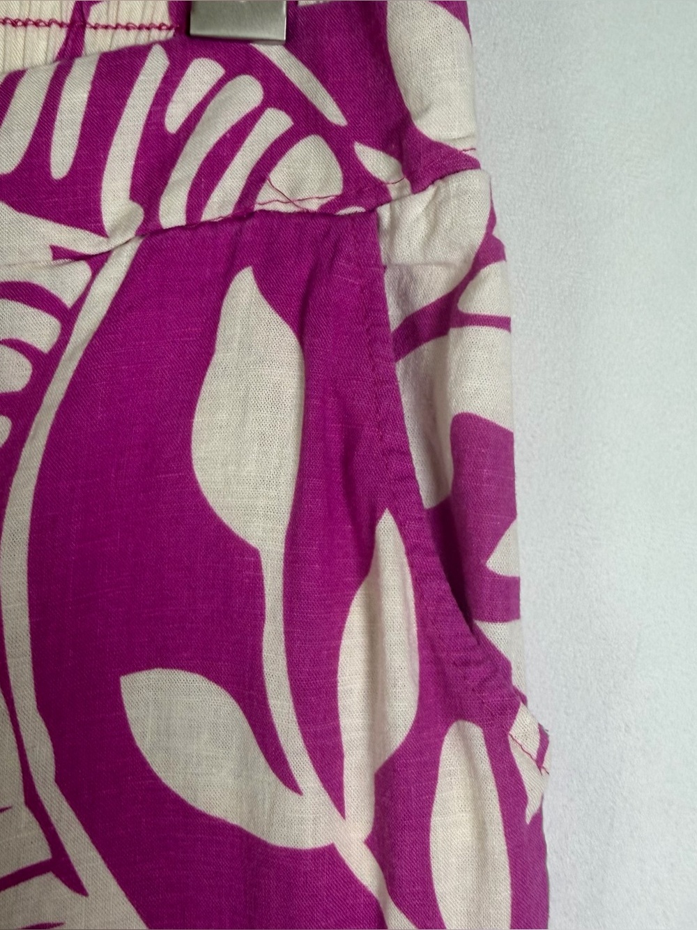 Christian Siriano Women Sz L Pink Linen Blend Wide Leg Palazzo Pants Boho Indie - Picture 4 of 10